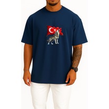 Bahriyeli Collection Oversize Türkün Nefesi Göğüs ve Sırt Baskılı Unisex T-Shirt