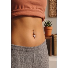 Zurafa Shop Gümüş Renk Kutup Yıldız Figürlü Taş Detaylı Cerrahi Çelik Göbek Piercing