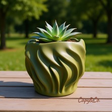 Triora Design Dalgalı Model:dekoratif, Minimalist, Kaktüs, Sükulent Saksı 12CM Yükseklik x 15CM Genişlik Pla