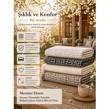 Mermer Desen Kaymaz Yıkanabilir Pamuklu Koltuk Örtüsü 180X220 cm Oturma ve Sırt