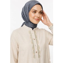 Ang-Scarf 95 x 95 Füme Renk Luxury Jakar Eşarp - Ağırlık Yapmaz - Dört Mevsim Kullanıma Uygun - Kayma Yapmaz