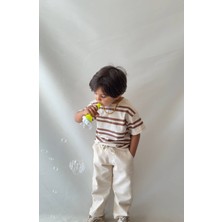 Lolipop Kids Store Erkek Çocuk Çizgili Tişört Gabardin Kumaş Pantolon Bayramlık Alt Üst Takım