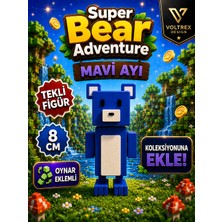 Super Bear Adventure Mavi Ayı Figür Oyuncak | Oynar Eklemli 8 cm Koleksiyon Karakteri | Voltrex Design