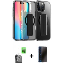 Marsilyan™- iPhone 16 Pro Max Kılıf Nova Işık Koleksiyonu - Siyah 3D Antistatik Hayalet Cam Ekran Koruyucu + Raze Metal Kamera Lens - Sh