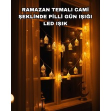Ev Dekoru Için Ramazan LED Işık Pilli Sıcak Sarı Cami Figürlü - HS9936-5190