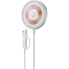 HiboTekno 2in1 Şeffaf Magsafe Kablosuz Şarj Cihazı – Usb-A ve Type-C Çift Girişli 15W Hızlı Şarj
