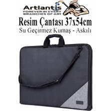 Artlantis Resim Çantası Kumaş 37X54 cm 1 Adet Teknik Resim Dosya Çantası 35X50 cm Askılı Bez Proje Çantası Fermuarlı Okul Sınıf