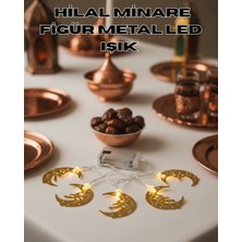 Minareli Hilal LED Işık Gold Metal Gövdeli Pilli Ramazan Dekoru - HS7804-4826