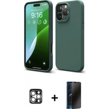 Marsilyan™- iPhone 16 Pro Max Kılıf Kozmos Yansıma Özel Seri - Siyah 3D Antistatik Hayalet Cam Ekran Koruyucu + Pvd Metal Kamera Lens - Gs