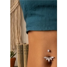 Zurafa Shop Gümüş Renk Cerrahi Çelik Taşlı Göbek Piercing