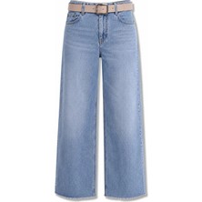 5in1Canpolat Mavi Kemerli Wide Leg Jean 26827