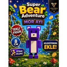 Super Bear Adventure Mor Ayı Figür Oyuncak | Oynar Eklemli 8 cm Koleksiyon Karakteri | Voltrex Design