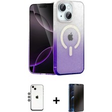 Marsilyan™- iPhone 14 Kılıf Eksen Minimal Özel Seri - Siyah 3D Antistatik Hayalet Cam Ekran Koruyucu + Shine Kamera Lens - Gs