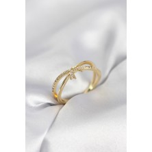 Gold Renk Zirkon Taşlı Fiyonk Model Kadın Yüzük 5886 - HS9443-3256