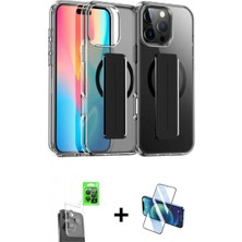 Marsilyan™- iPhone 16 Pro Max Kılıf Nova Işık Koleksiyonu - Siyah 3D Antistatik Cam Ekran Koruyucu + Raze Metal Kamera Lens - Sh