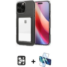Marsilyan™- iPhone 16 Pro Max Kılıf Doruk Klasik Koleksiyonu - Siyah 3D Antistatik Cam Ekran Koruyucu + Pvd Metal Kamera Lens - Gs