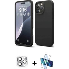 Marsilyan™- iPhone 16 Pro Max Kılıf Kozmos Yansıma Özel Seri - Siyah 3D Antistatik Cam Ekran Koruyucu + Pers Alüminyum Kamera Lens - Gs