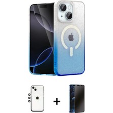 Marsilyan™- iPhone 14 Kılıf Eksen Minimal Özel Seri - Siyah 3D Antistatik Hayalet Cam Ekran Koruyucu + Shine Kamera Lens - Gs