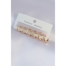 Pirinç Gold Renk Oval Küpe Seti 5886 - HS5629-4361