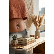 Zurafa Shop Gümüş Renk Yılan Figürlü Cerrahi Çelik Göbek Piercing