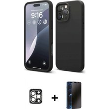 Marsilyan™- iPhone 16 Pro Max Kılıf Kozmos Yansıma Özel Seri - Siyah 3D Antistatik Hayalet Cam Ekran Koruyucu + Pvd Metal Kamera Lens - Gs