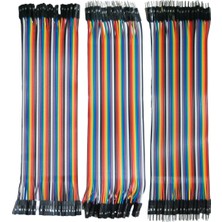 Atölye Elektronik 20CM Jumper Kablo Seti 40'lı - 3'lü Kablo Seti Çok Renkli Bağlantı Elemanları (1x Dişi Erkek / 1x Dişi Dişi / 1x Erkek Erkek)