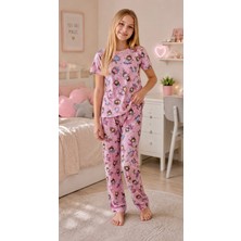 Enie Kız Çocuk Prenses Desenli Kısa Kollu Pijama Takımı