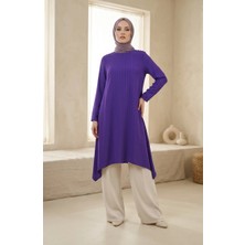Sefa Merve Krep Kumaş Salaş Tunik 1011-13 Mor