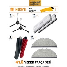 Roborock S8 / S8 Sonic / S8 Plus / S8 Pro Ultra Uyumlu 4’lü Yedek Parça Seti | Hepa Filtre, Mop Bezi Yer, Ana Fırça, Yan Fırça