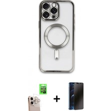 Marsilyan™- iPhone 16 Pro Max Kılıf Nova Işık Özel Seri - Siyah 3D Antistatik Hayalet Cam Ekran Koruyucu + Raze Metal Kamera Lens - Nlgy
