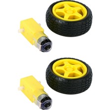 Atölye Elektronik 3-6V Redüktörlü Arduino Uyumlu Dc Sarı Motor ve Tekerlek - 2'li Set