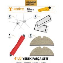 Roborock Q7 Max / Q7 Max Plus Uyumlu 4’lü Yedek Parça Seti | Filtre, Mikrofiber Mop Bezi, Ana Fırça, Yan Fırça