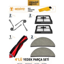 Roborock Q8 Max Pro / Q8 Max Pro Plus Uyumlu 4’lü Yedek Parça Seti – Ana Fırça + Yan Fırça + Hepa Filtre + Mop Bezi