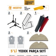 Roborock Q8 Max Plus / Q5 Pro Plus Uyumlu 5’li Yedek Parça Seti | Filtre, Mop Bezi, Ana Fırça, Yan Fırça, Toz Torbası