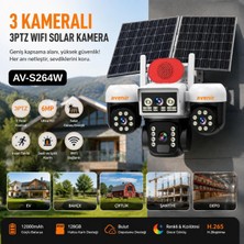 Avenir Krntekno 264W 3 Kameralı 3ptz Wifi Solar Güvenlik Kamerası Çift Güneş Panelli