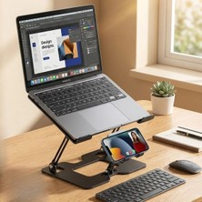 N&M Store 2 Si 1 Arada Laptop ve Telefon Standı Katlanabilir Metal Ergonomik Yükseltici