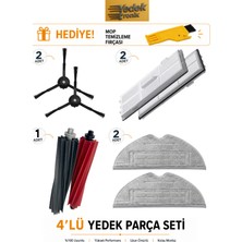 Roborock S8 / S8 Sonic / S8 Plus / S8 Pro Ultra Uyumlu 4’lü Yedek Parça Seti | Hepa Filtre, Mop Bezi Gri, Ana Fırça, Yan Fırça