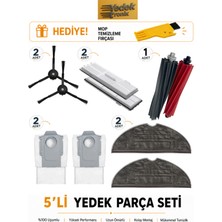 Roborock S8 Pro Ultra / S8 Plus Uyumlu 5’li Yedek Parça Seti | Filtre, Mop Bezi Siyah, Ana Fırça, Yan Fırça, Toz Torbası