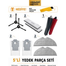 Roborock S8 Pro Ultra / S8 Plus Uyumlu 5’li Yedek Parça Seti | Filtre, Mop Bezi Gri, Ana Fırça, Yan Fırça, Toz Torbası