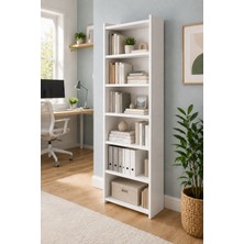 DUYAMO Nova 6 Raflı Beyaz Mdf Modüler Kitaplık 55X23X208 cm
