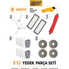 Roborock Qrevo S / Qrevo Maxv / Qrevo Pro Uyumlu 5’li Yedek Parça Seti | Ana Fırça, Hepa Filtre, Mop Bezi, Yan Fırça Beyaz, Toz Torbası