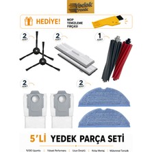Roborock S8 Pro Ultra / S8 Plus Uyumlu 5’li Yedek Parça Seti | Filtre, Mop Bezi Mavi, Ana Fırça, Yan Fırça, Toz Torbası