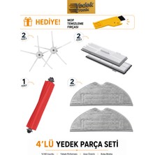 Roborock S7 / S7 Plus / S7 Maxv / S7 Maxv Ultra / S7 Pro Ultra / S7 Max Ultra Uyumlu 4’lü Yedek Parça Seti | Hepa Filtre, Mop Bezi Gri, Ana Fırça, Yan Fırça