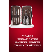 Manikür Pedikür Seti 7 Parça Tırnak Makası Kaş Makası Cımbız Çantalı - Lisinya