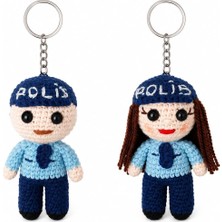 Maskot Polis Bebekler Takımı Amigurumi Organik Anahtarlık Oyuncak