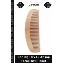 Carlburn #ahşaptarak Doğal Kayın Ağacı Tasarım Profesyonel Lüks Set Dar Dişli Oval Ahşap Tarak 12'li Paket
