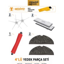Roborock S7 / S7 Plus / S7 Maxv / S7 Maxv Ultra / S7 Pro Ultra / S7 Max Ultra Uyumlu 4’lü Yedek Parça Seti | Hepa Filtre, Mop Bezi Siyah Yer, Ana Fırça, Yan Fırça