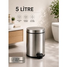Organix Home 5 Litre Paslanmaz Çelik Çöp Kovası Şık Tasarım ile Dayanıklı ve Modern Kullanım