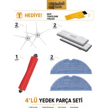 Roborock S7 / S7 Plus / S7 Maxv / S7 Maxv Ultra / S7 Pro Ultra / S7 Max Ultra Uyumlu 4’lü Yedek Parça Seti | Hepa Filtre, Mop Bezi Mavi, Ana Fırça, Yan Fırça