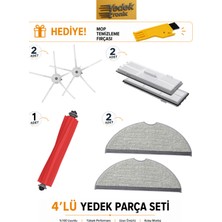 Roborock S7 / S7 Plus / S7 Maxv / S7 Maxv Ultra / S7 Pro Ultra / S7 Max Ultra Uyumlu 4’lü Yedek Parça Seti | Hepa Filtre, Mop Bezi Yer, Ana Fırça, Yan Fırça